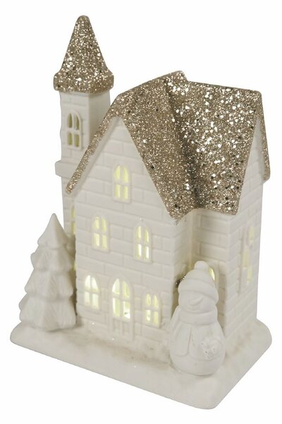 Casetta porta Candela Tealight 13x8x18 cm in Stoneware con Led