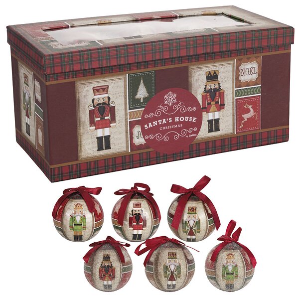 Set 14 Palle di Natale Ø7,5 cm in Polyfoam con Box Schiaccianoci