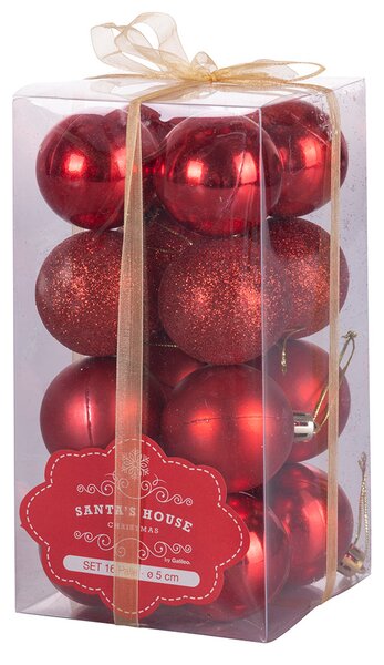 Set 16 Palle di Natale Ø5 cm in Plastica Rosso
