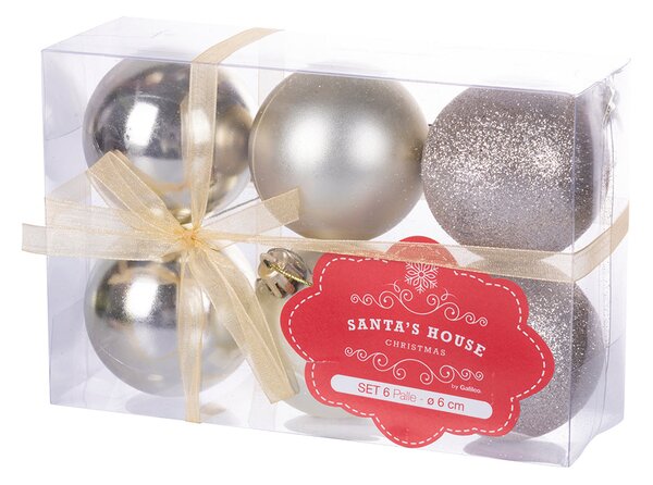 Set 6 Palle di Natale Ø6 cm in Plastica Champagne