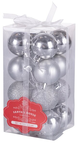 Set 16 Palle di Natale Ø5 cm in Plastica Argento