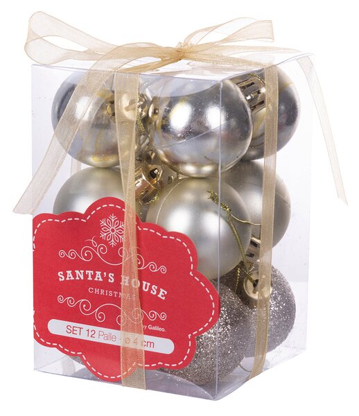 Set 12 Palle di Natale Ø4 cm in Plastica Champagne