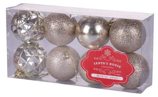 Set 8 Palle di Natale Ø6 cm in Plastica Oro