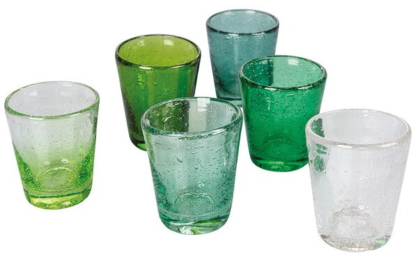 Set 6 Bicchieri Acqua Cancun Greenery in Vetro VdE Tivoli 1996 Verde