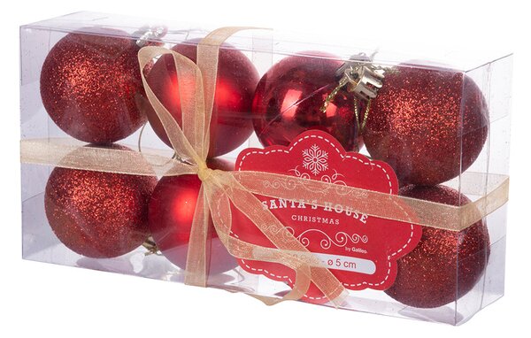 Set 8 Palle di Natale Ø5 cm in Plastica Rosso