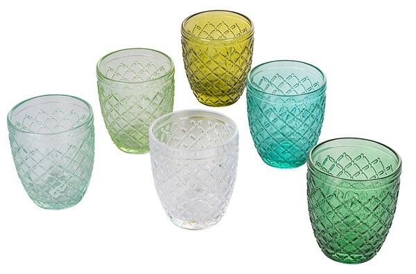 Set 6 Bicchieri Acqua Castle Greenery in Vetro VdE Tivoli 1996 Verde