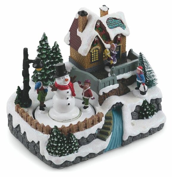 Villaggio Natalizio 20x14,5x17 cm con Luci Suoni e Movimento