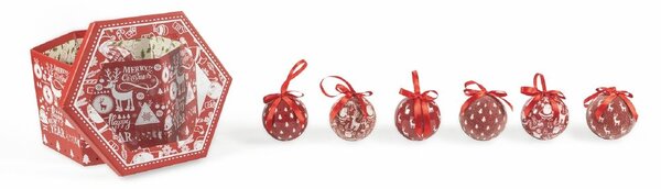 Set 14 Palle di Natale Ø7,5 cm in Polyfoam con Box Rudolf