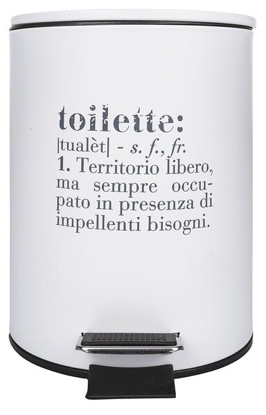 Pattumiera "Toilette" 3 Litri Ø17x23,5 cm in Plastica VdE Tivoli 1996 Bianco