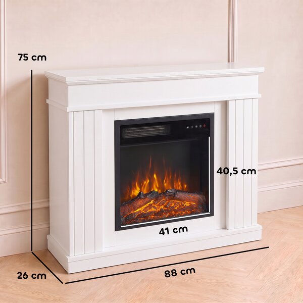 HOMCOM Camino Elettrico da Terra/Incasso con Cornice per TV 38'', 1800W, Effetto Fiamma 3D, Funzione Memory, Bianco | Aosom Italy