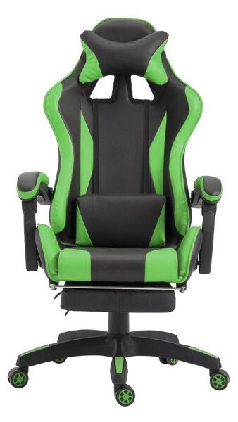 Sedia Gaming con Poggiapiedi in Similpelle Verde