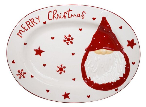 Piatto Ovale Natalizio 40x30 cm Merry Christmas
