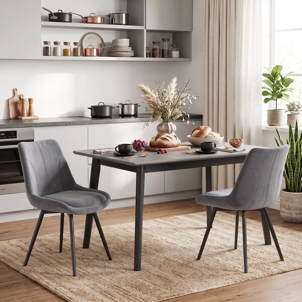 HOMCOM Set 2 Sedie da Pranzo in Velluto per Cucina, Grigio Scuro | Aosom Italy