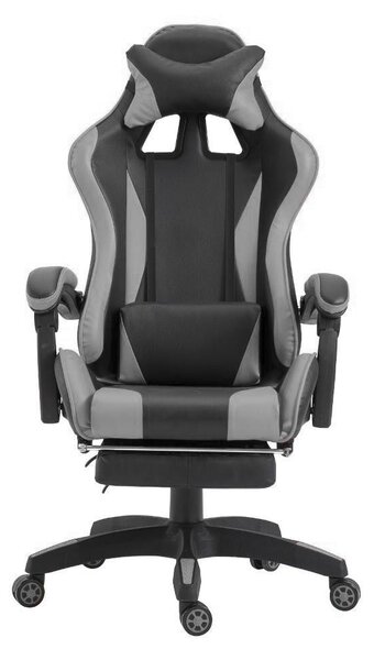 Sedia Gaming con Poggiapiedi in Similpelle Grigio