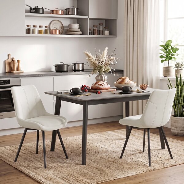 HOMCOM Set 2 Sedie da Pranzo in Velluto per Cucina, Bianco Crema | Aosom Italy