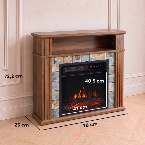 HOMCOM Camino Elettrico da Terra/Incasso per TV 36'' con Cornice e Ripiano, 1800W, Effetto Fiamma 3D, Ceppi, Marrone | Aosom Italy