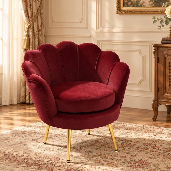 HOMCOM Poltrona Vintage di Design in Velluto Rosso Scuro, Poltroncina da Camera con Schienale Alto 76x67x74 cm | Aosom Italy