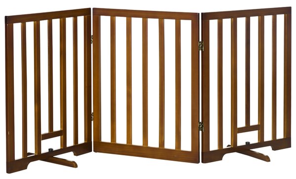 Cancellino per Cani Pieghevole 181x35x76 cm in Legno di Pino Marrone Scuro