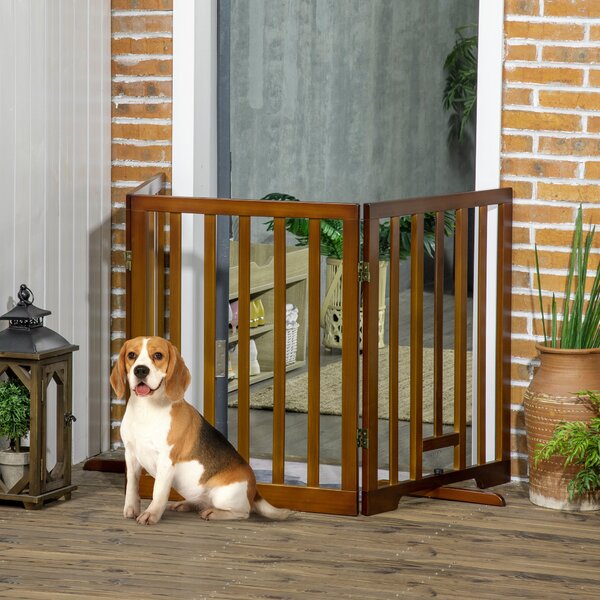 Cancellino per Cani Pieghevole 181x35x76 cm in Legno di Pino Marrone Scuro