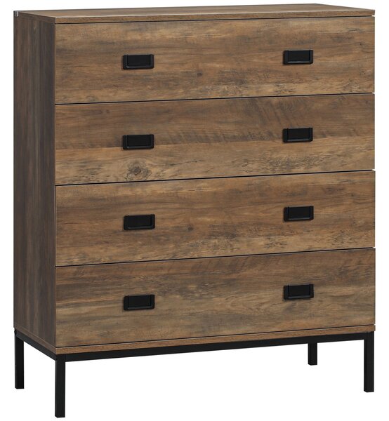 Cassettiera 4 Cassetti e Vassoio 80x39x95 cm in Truciolato e Metallo Marrone