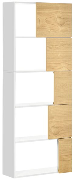 Libreria con Scaffali 5 Ripiani 63x22x166 cm in Legno e Metallo Bianco e Naturale