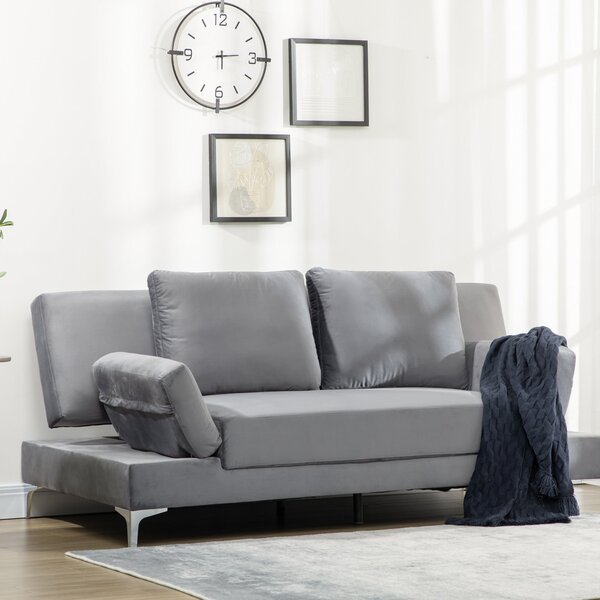 Divano Letto Matrimoniale 190x102x82 cm in Poliestere e Metallo Grigio
