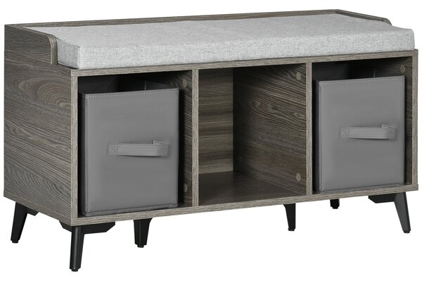 Scarpiera da Ingresso 3 Ripiani 2 Cassetti 90x34x48 cm in Truciolato e Metallo Grigio