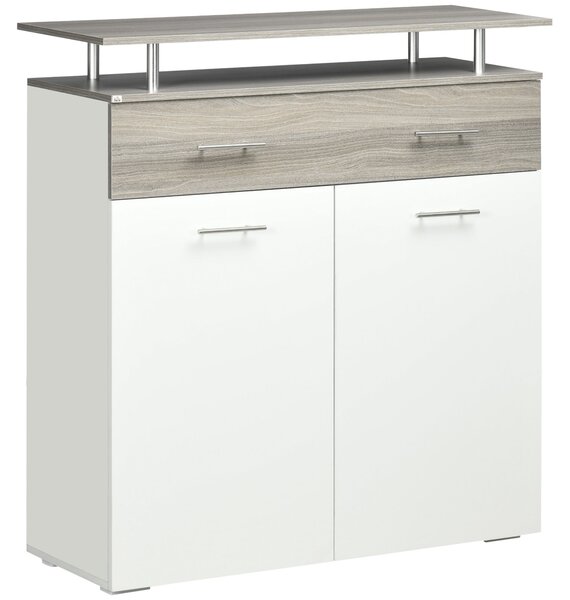 Mobile 1 Cassetto 2 Ante con Ripiano Rialzato 104x38,5x111,5 cm in Truciolato Bianco