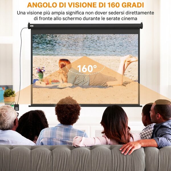 HOMCOM Schermo per Proiettore 89" Formato 4:3 Regolabile con Telecomando, 171x130cm, Nero