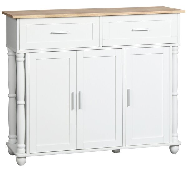 Isola per Cucina 106x39,5x89,5 cm 2 Cassetti 2 Ante Bianco