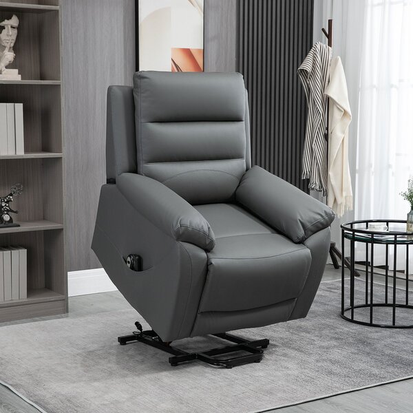 Poltrona Alzapersona Elettrica 91x86x101 cm in Similpelle Grigio