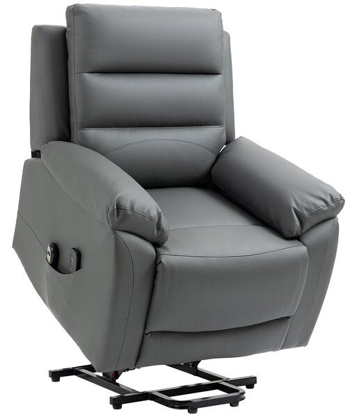 Poltrona Alzapersona Elettrica 91x86x101 cm in Similpelle Grigio