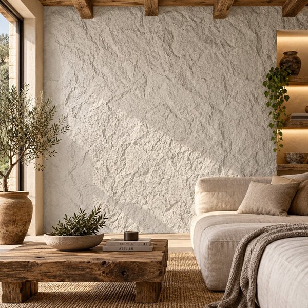Divina Home Set 10 pz Pannello Decorativo effetto Roccia Pietra 3D 7,2 mt2 Rivestimento Murale in PU 120 x 60 x 1,6 Bianco Leccese - DH104833