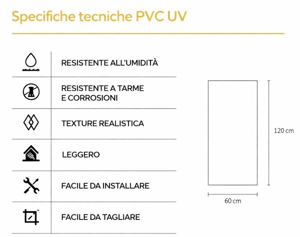 Divina Home Set 6 pz Pannello Decorativo effetto Pietra Gres 4,3 mt2 Rivestimento Murale PVC in UV 120 x 60 Pietra Cemento - DH104829
