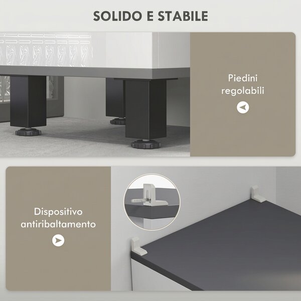 HOMCOM Mobile Colonna Bagno con 2 Armadietti con Ripiani Regolabili e Cassetto, 34x32x190 cm, Bianco