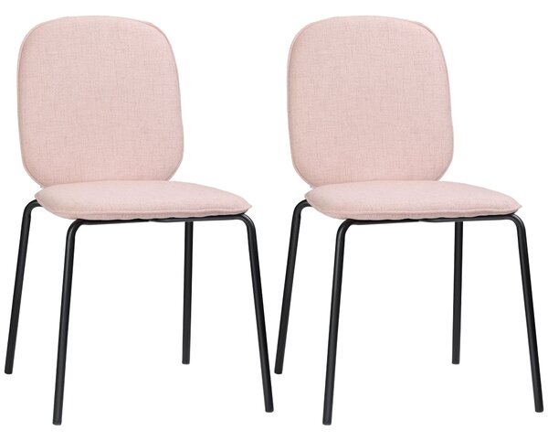 Set 2 Sedie Imbottite 50x56x83 cm in Tessuto e Acciaio Rosa