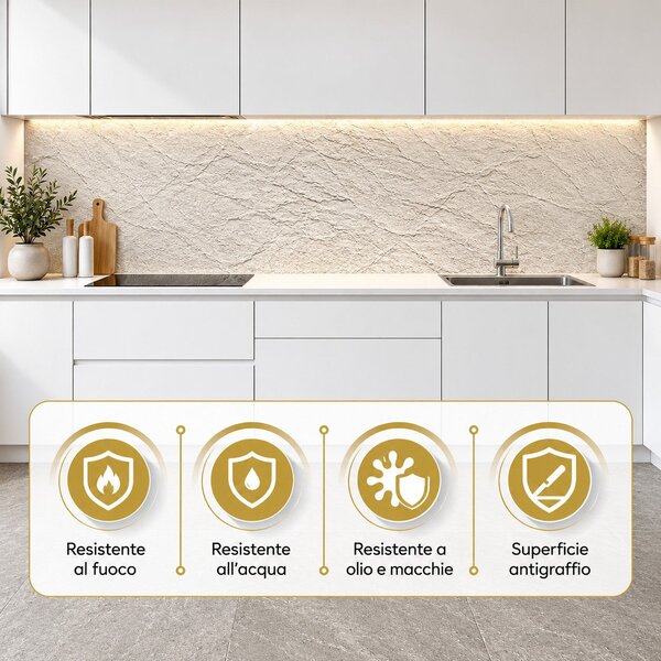 Divina Home Set 6 pz Pannello Decorativo effetto Pietra Gres 4,3 mt2 Rivestimento Murale PVC in UV 120 x 60 Pietra Bianco Leccese - DH104831