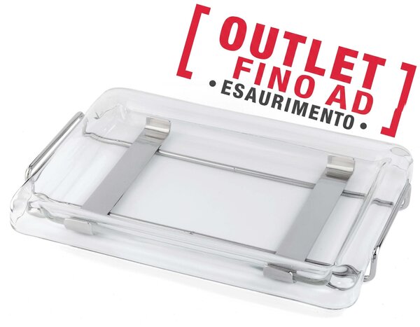 Vassoio rettangolare in vetro UNOMILLE e telaio in acciaio inox 18/10 con manici 45x25 cm linea UNOMILLE colore trasparente