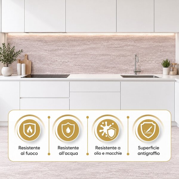 Divina Home Set 6 pz Pannello Decorativo effetto Pietra Travertino Gres 4,3 mt2 Rivestimento Murale PVC in UV 120 x 60 Travertino beige - DH104830