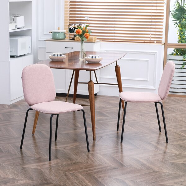 Set 2 Sedie Imbottite 50x56x83 cm in Tessuto e Acciaio Rosa