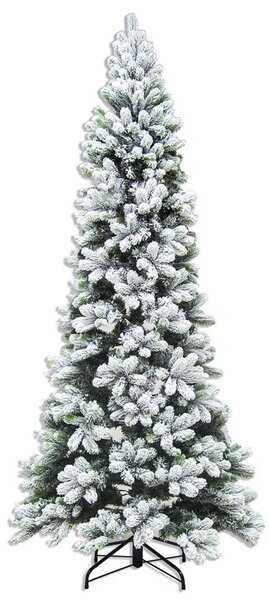 Albero di Natale Artificiale Innevato 210 cm 605 Rami Pino Slim Verde