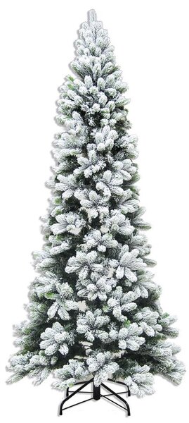 Albero di Natale Artificiale Innevato 210 cm 605 Rami Pino Slim Verde
