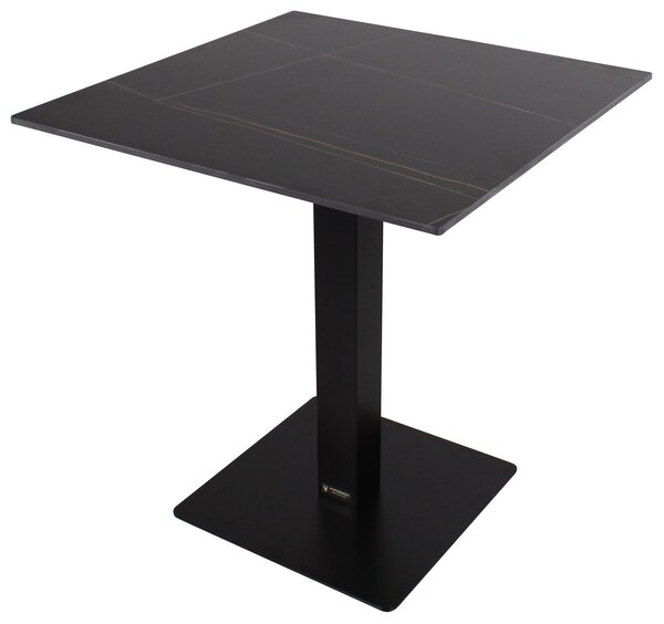 Tavolo Quadrato da Giardino 70x70 cm Top in Pietra Sintetizzata Nero
