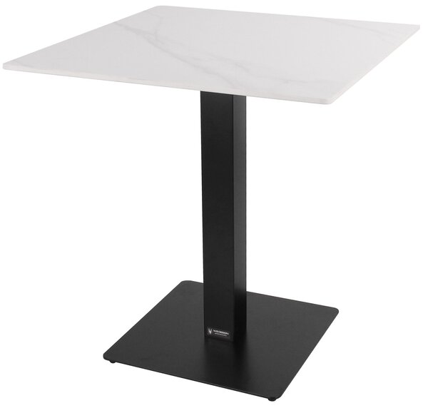 Tavolo Quadrato da Giardino 70x70 cm Top in Pietra Sintetizzata Bianco