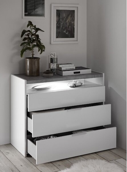 Comò 111x50x95 cm Everest bianco opaco cemento