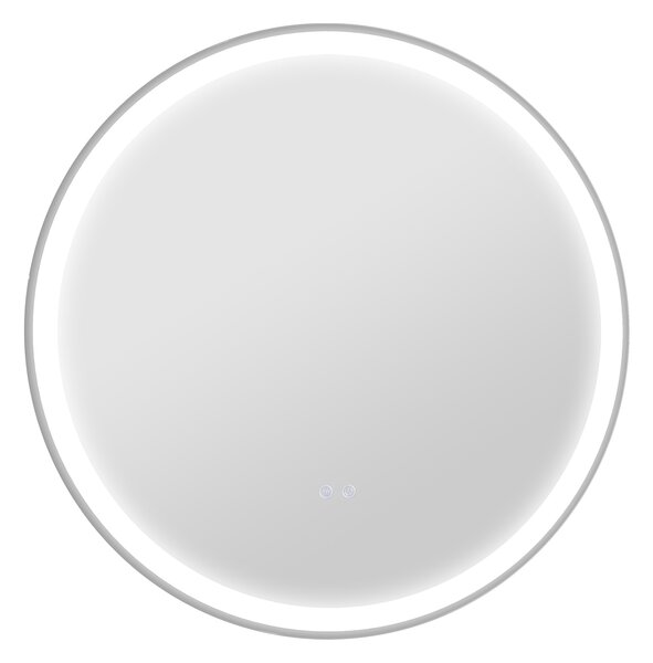 Kleankin Specchio Bagno con Luce LED Rotondo 80cm, 3 Colori, 3000-6500K, Interruttori Touch, Memoria, Antiappannamento | Aosom Italy