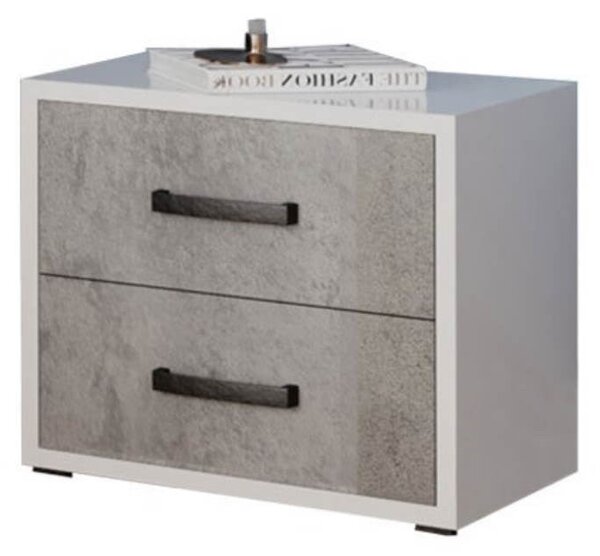 Comodino 2 cassetti 52x36x43H cm cemento