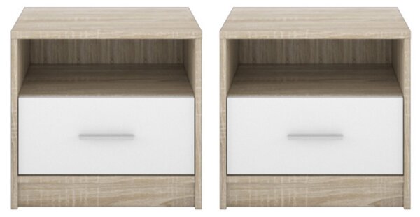 Set 2 Comodino 49,5x33,5x42 cm Nepo rovere sonoma bianco