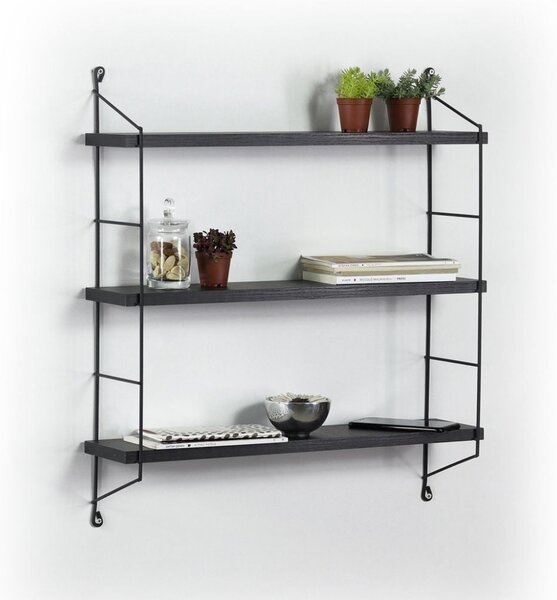 Mensola Neelix con 3 ripiani neri 60x15x68 cm nero