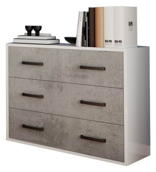 Comò 3 cassetti 91x45x81H cm cemento